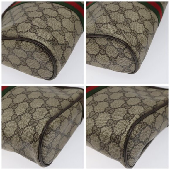 GUCCI GG Supreme Web Sherry Line Clutch Bag PVC Beige Red 56 01 012 Auth th5648 - Picture 12 of 12